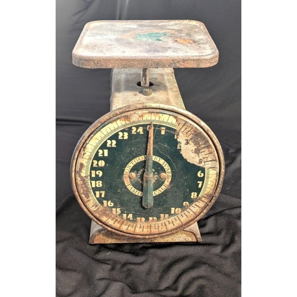 Vtg Montgomery Ward Family‎ Scale 24 Pound Rustic Farm House Decor, functions